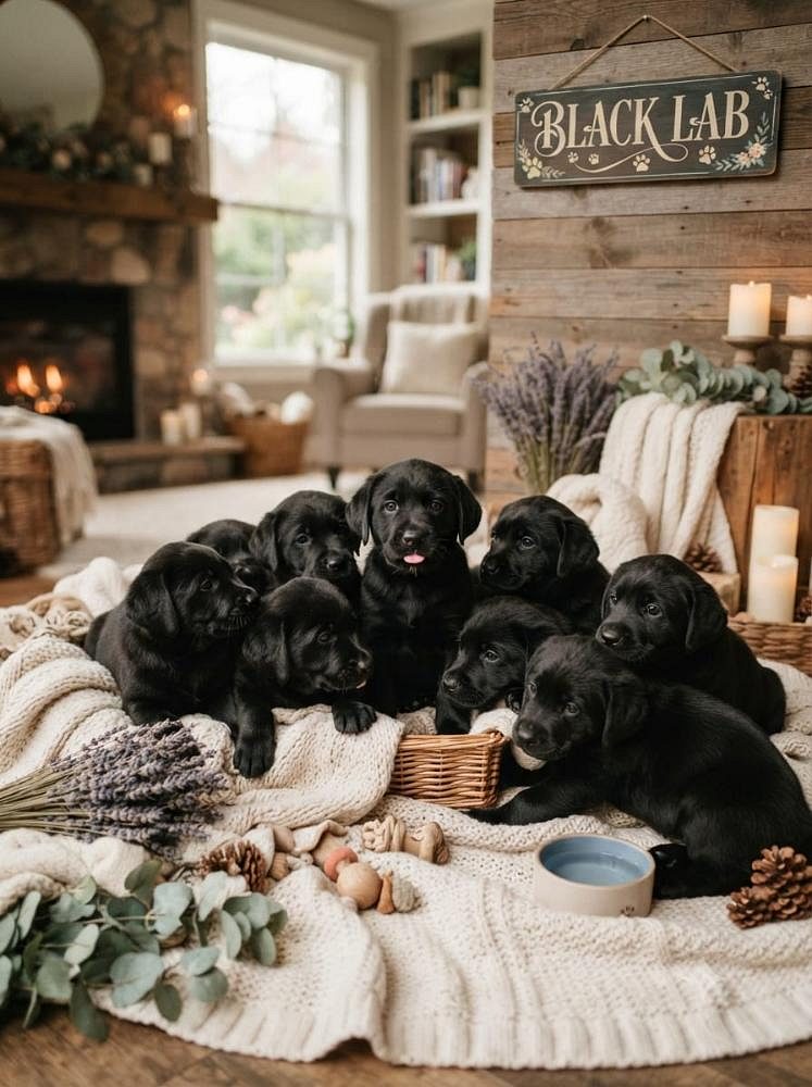 Black Lab Cute Puppy and Little Dog 8800539300