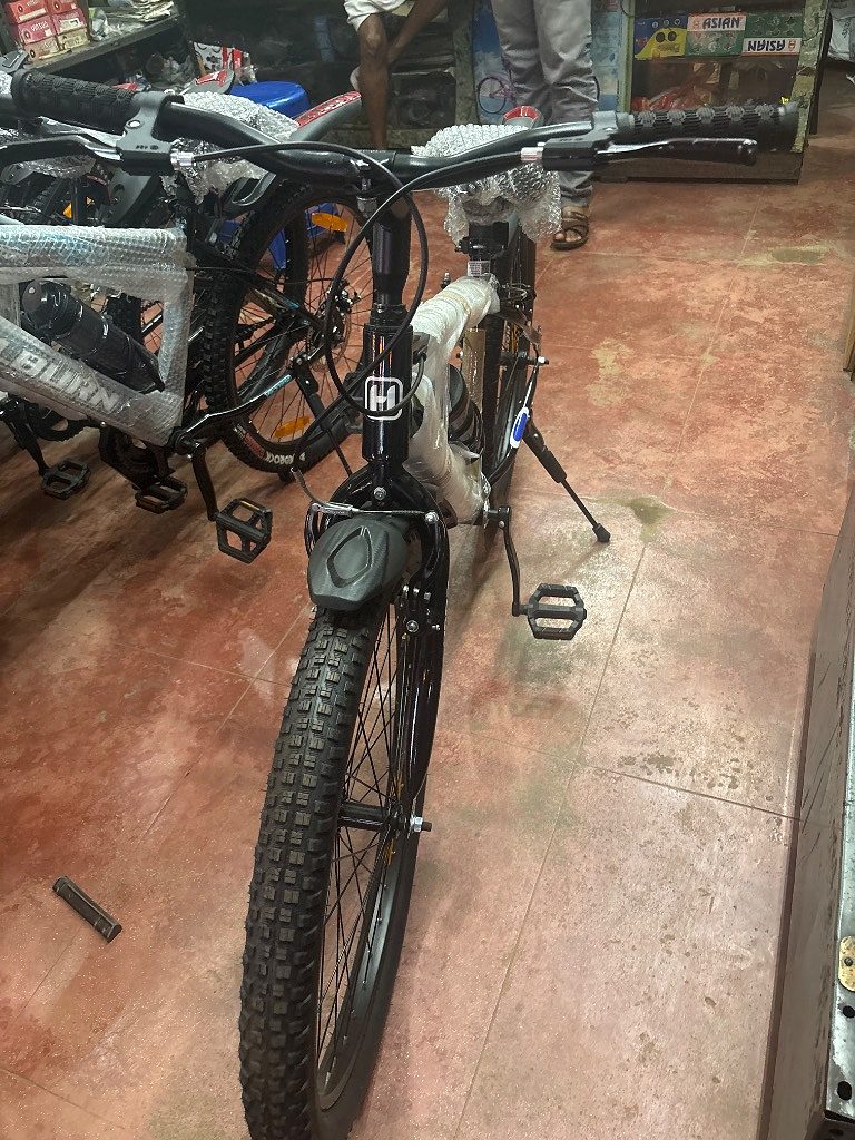 Black Mountain Bicycle with Protective Wrap