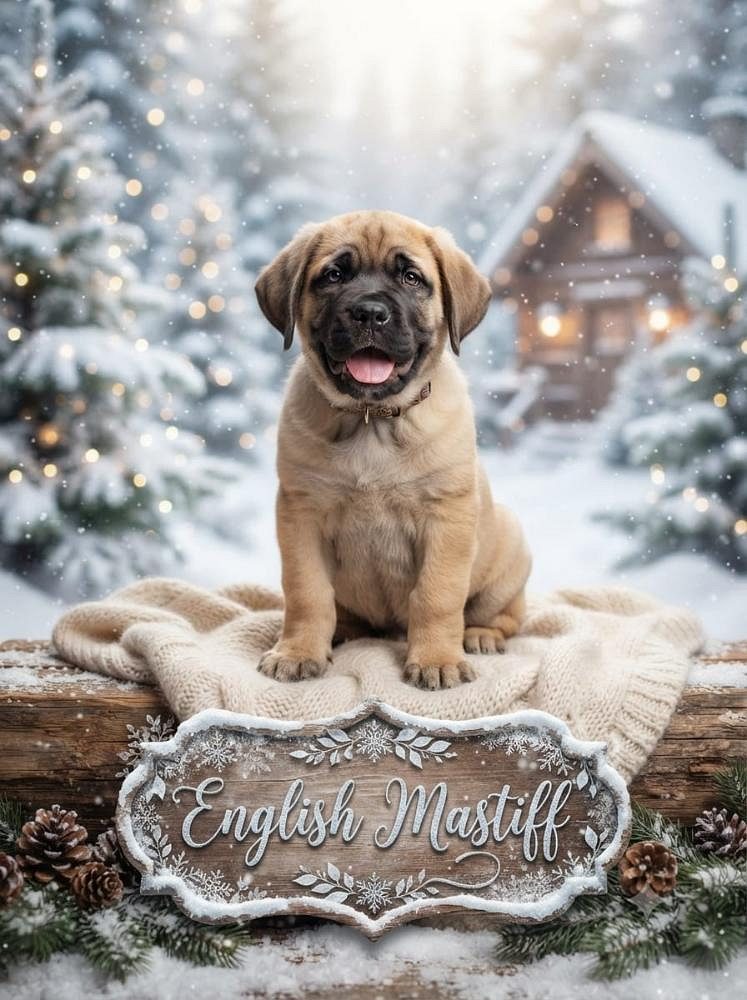 English Mastiff cute puppy and little newborn dog 8800539300