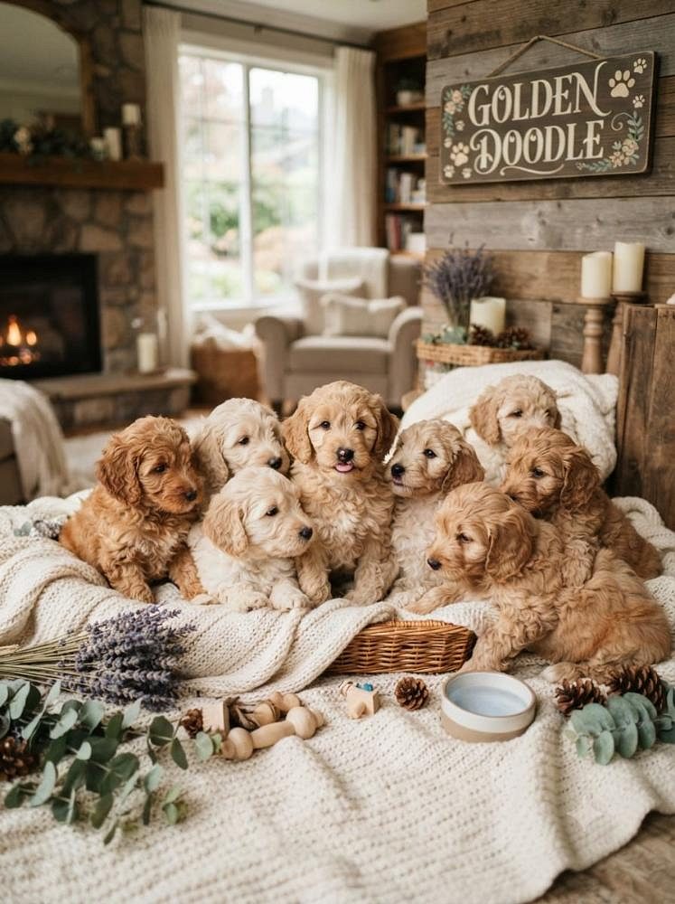 Golden Doodle Cute Puppy and Little Dog 9411137110
