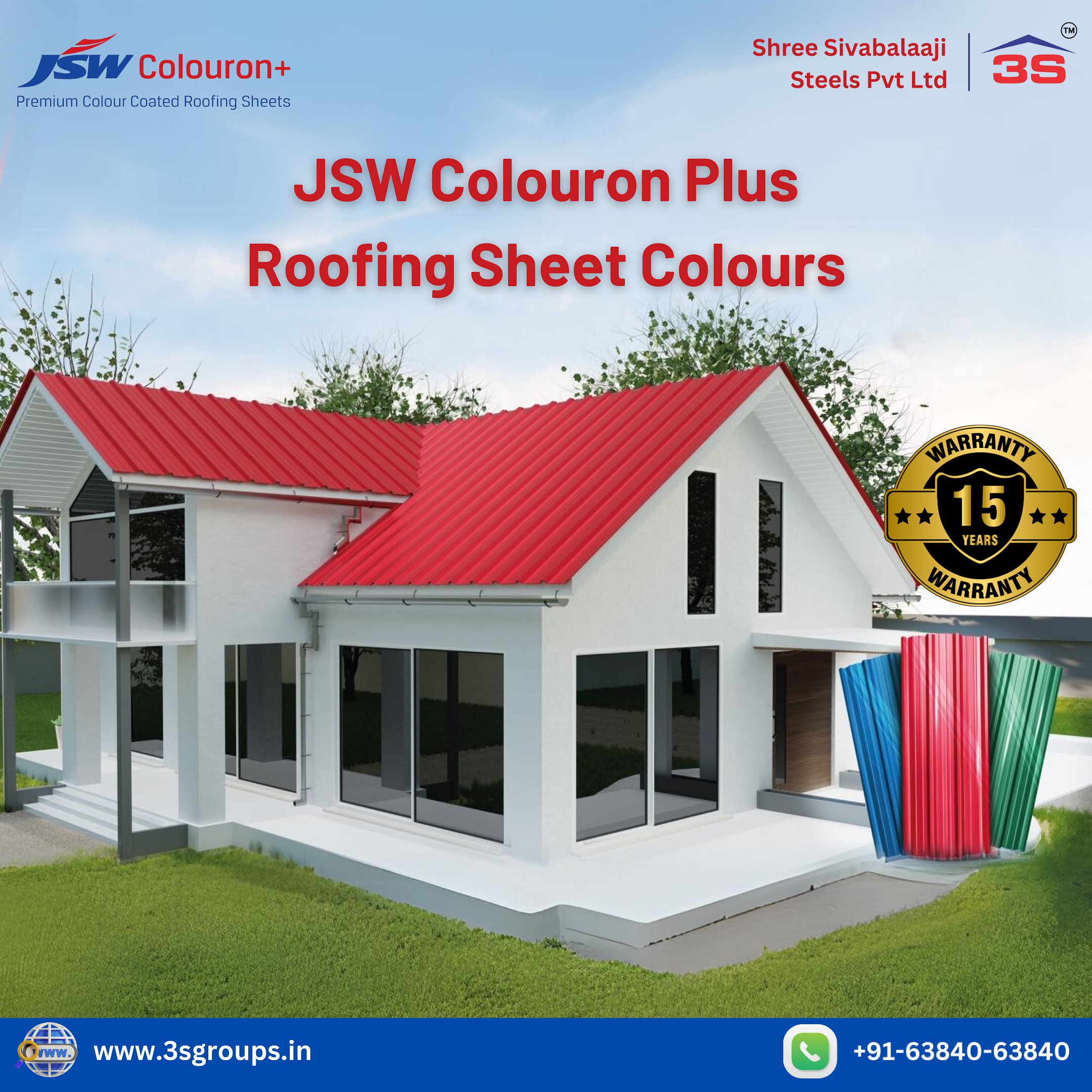 JSW Colouron Plus Roofing Sheet colours: Shree Sivabalaaji Steels’ Distinguished Distributer