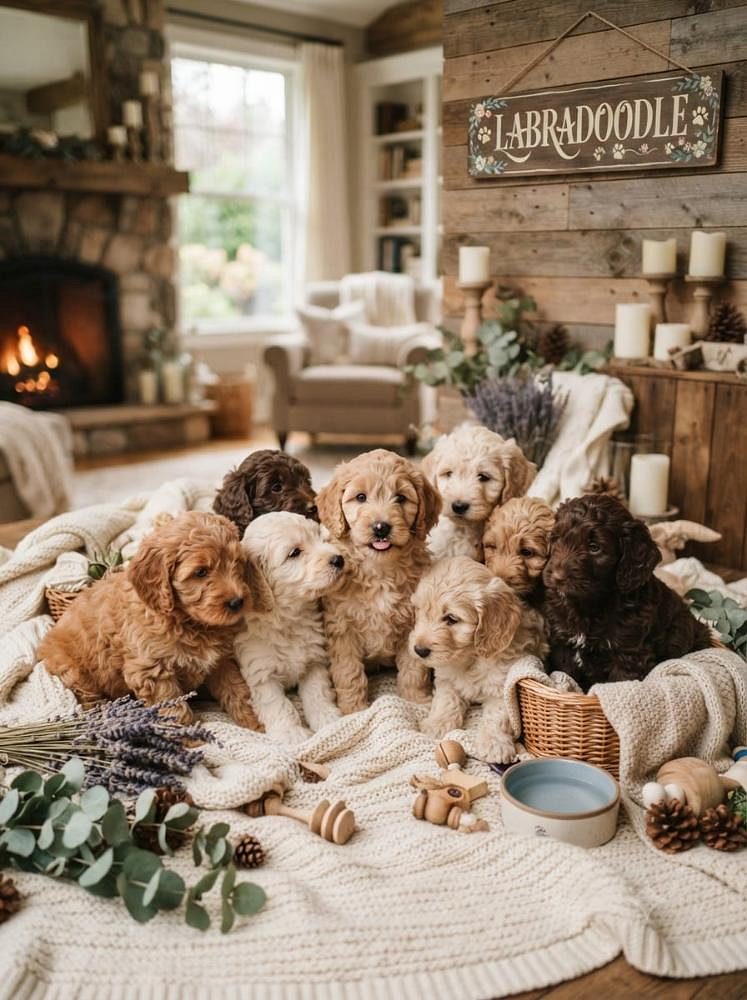 Labradoodle Cute Puppy and Little Dog 9411137110
