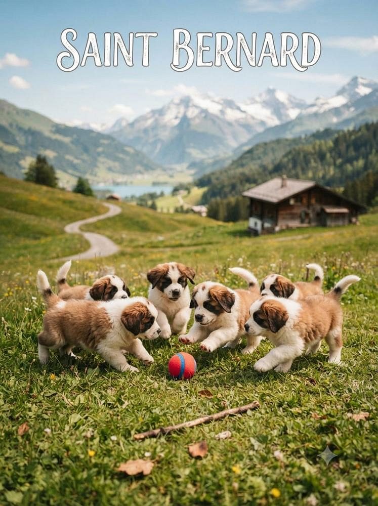 Saint Bernard Cute Puppy and Little Dog 9411137110