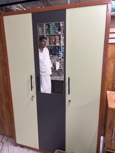 Modern 3-Door Wooden Wardrobe with Mirror