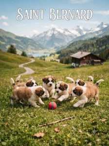 Saint Bernard Cute Puppy and Little Dog 9411137110