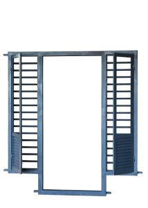 Steel windows with door frames