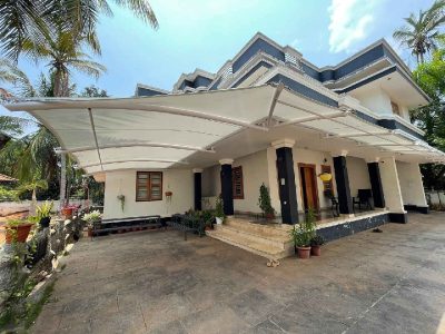 White Tensile Fabric Shade Awning Canopy